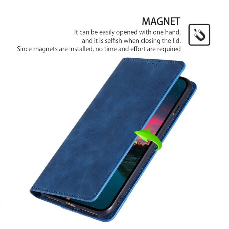 For Motorola Edge 5G 2024 Skin Feel Magnetic Leather Phone Case(Blue) - Motorola Cases by PMC Jewellery | Online Shopping South Africa | PMC Jewellery | Buy Now Pay Later Mobicred