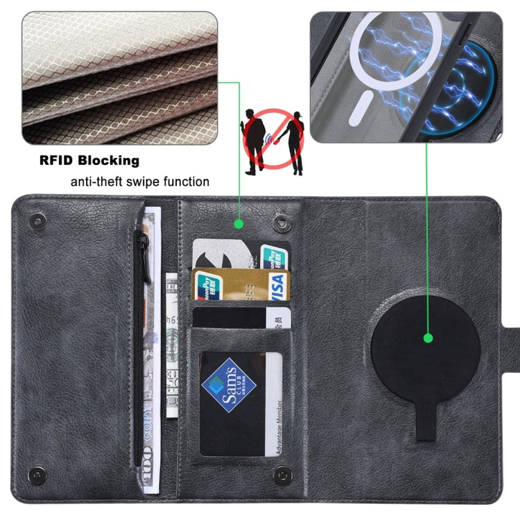 For iPhone 13 Pro ViLi GV Series MagSafe Magnetic Zipper Leather Phone Case(Black) - iPhone 13 Pro Cases by ViLi | Online Shopping South Africa | PMC Jewellery | Buy Now Pay Later Mobicred