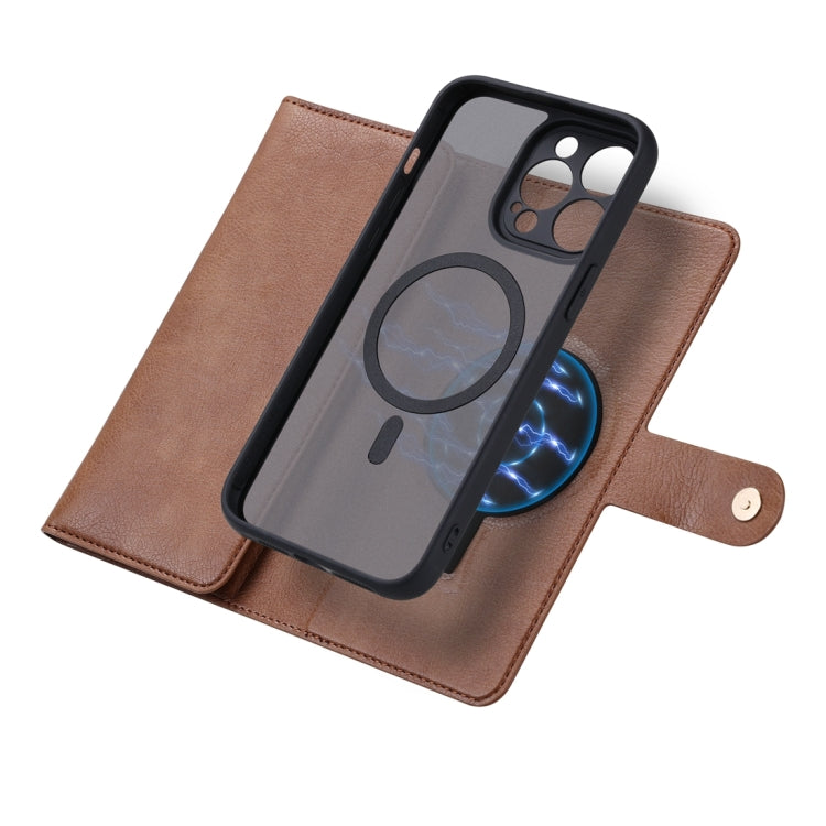 For iPhone 15 Pro Max ViLi GV Series MagSafe Magnetic Zipper Leather Phone Case(Brown) - free shipping - PMC Jewellery - Order now!