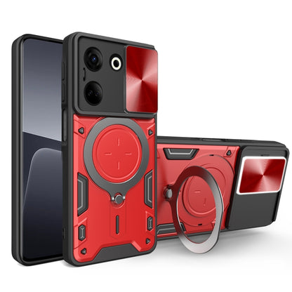 For Tecno Camon 20 4G / 20 Pro 4G CD Texture Sliding Camshield Magnetic Holder Phone Case(Red) - Tecno Cases by PMC Jewellery | Online Shopping South Africa | PMC Jewellery | Buy Now Pay Later Mobicred