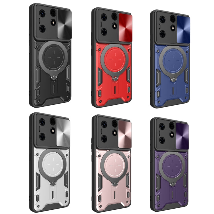 For Tecno Spark 10 Pro 4G CD Texture Sliding Camshield Magnetic Holder Phone Case(Black) - Tecno Cases by PMC TechLife | Online Shopping South Africa | PMC TechLife | Buy Now Pay Later Mobicred