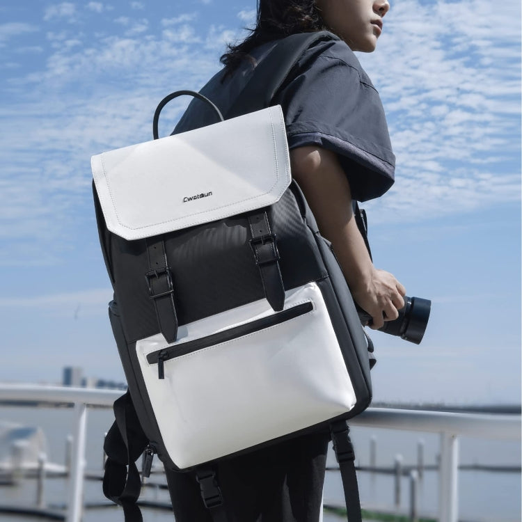 Cwatcun D79 Camera Backpack Multi-Functional Camera  Dual Shoulders Bag, Size:40.5 x 28 x 17.5cm Small(Black White) - free shipping - PMC TechLife - Order now!
