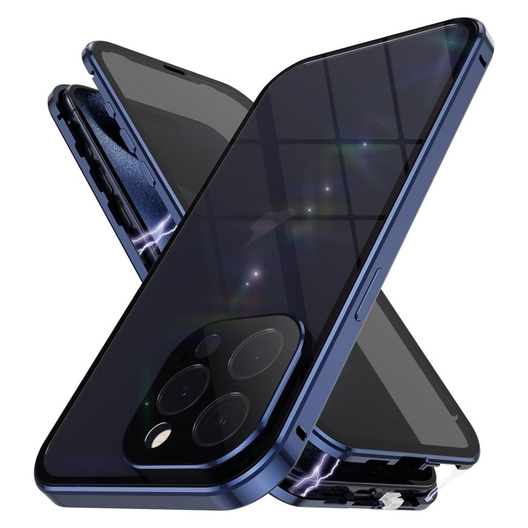 For iPhone 15 Pro Anti-peeping Magnetic Double-sided Tempered Glass Phone Case(Blue) - iPhone 15 Pro Cases by PMC Jewellery | Online Shopping South Africa | PMC Jewellery