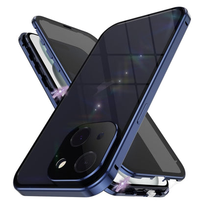 For iPhone 15 Anti-peeping Magnetic Double-sided Tempered Glass Phone Case(Blue) - iPhone 15 Cases by PMC Jewellery | Online Shopping South Africa | PMC Jewellery