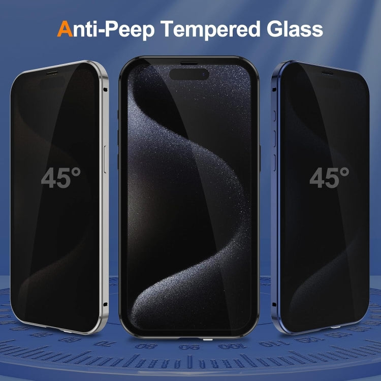 For iPhone 16 Anti-peeping Magnetic Double-sided Tempered Glass Phone Case(Silver) - iPhone 16 Cases by PMC Jewellery | Online Shopping South Africa | PMC Jewellery | Buy Now Pay Later Mobicred