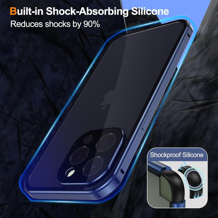 For iPhone 15 Anti-peeping Magnetic Double-sided Tempered Glass Phone Case(Blue) - iPhone 15 Cases by PMC Jewellery | Online Shopping South Africa | PMC Jewellery