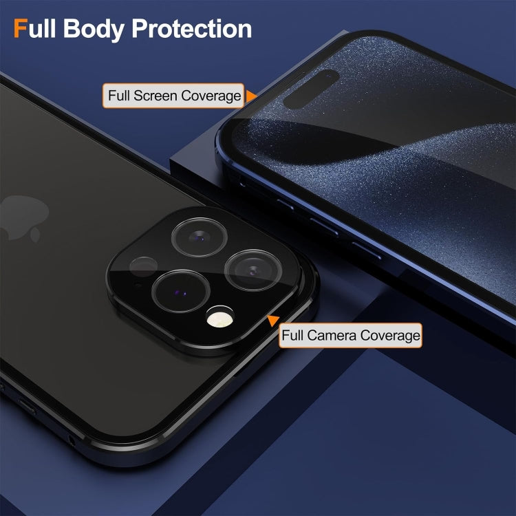 For iPhone 15 Pro Anti-peeping Magnetic Double-sided Tempered Glass Phone Case(Blue) - iPhone 15 Pro Cases by PMC Jewellery | Online Shopping South Africa | PMC Jewellery