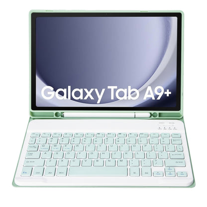 For Samsung Galaxy Tab A9+ X210/X215/X215 A09B Candy Color TPU Bluetooth Keyboard Leather Tablet Case with Pen Holder(Light Green) - Samsung Keyboard by PMC Jewellery | Online Shopping South Africa | PMC Jewellery