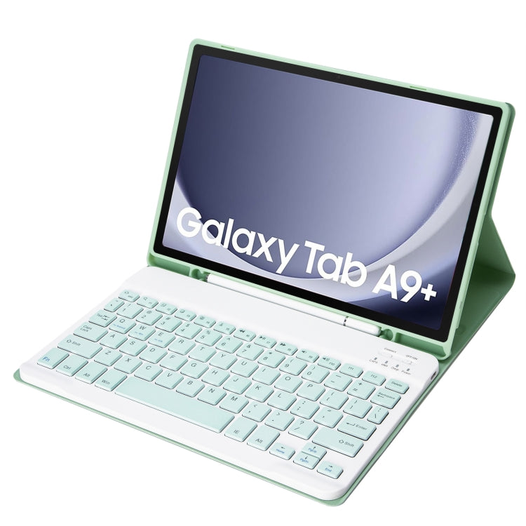 For Samsung Galaxy Tab A9+ X210/X215/X215 A09B Candy Color TPU Bluetooth Keyboard Leather Tablet Case with Pen Holder(Light Green) - Samsung Keyboard by PMC Jewellery | Online Shopping South Africa | PMC Jewellery