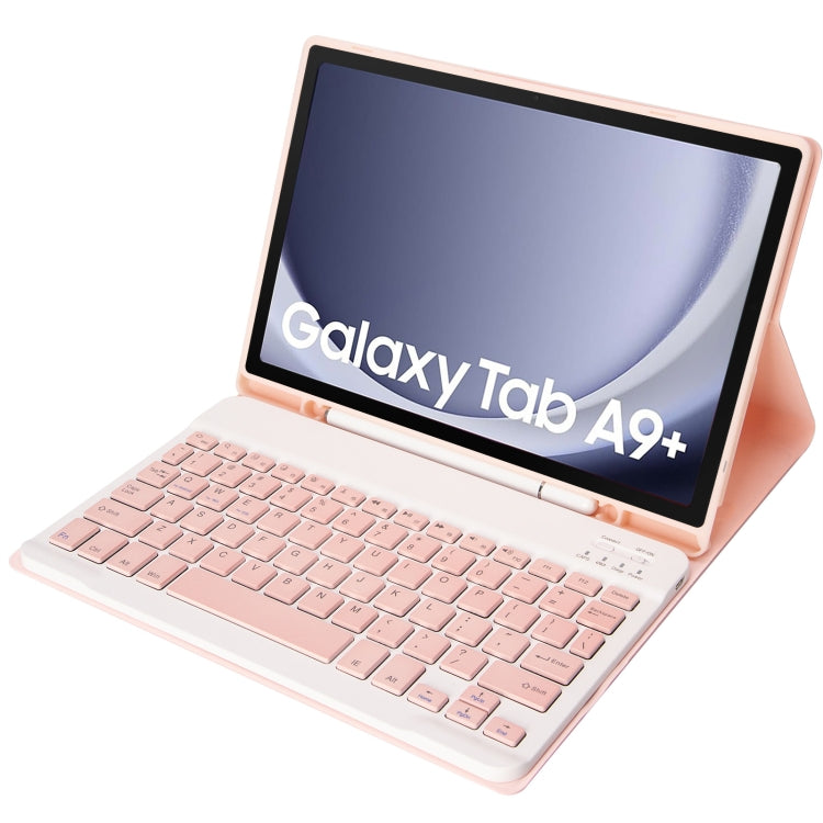 For Samsung Galaxy Tab A9+ X210/X215/X215 A09B Candy Color TPU Bluetooth Keyboard Leather Tablet Case with Pen Holder(Pink) - Samsung Keyboard by PMC Jewellery | Online Shopping South Africa | PMC Jewellery