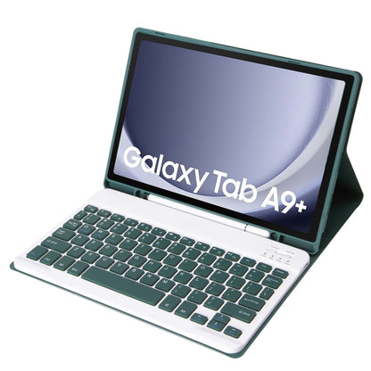 For Samsung Galaxy Tab A9+ X210/X215/X215 A09B Candy Color TPU Bluetooth Keyboard Leather Tablet Case with Pen Holder(Dark Green) - Samsung Keyboard by PMC Jewellery | Online Shopping South Africa | PMC Jewellery