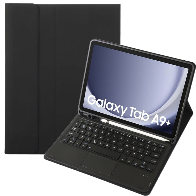 For Samsung Galaxy Tab A9+ X210/X215/X215 A09B-A Candy Color TPU Touch Bluetooth Keyboard Leather Tablet Case with Pen Holder(Black) - Samsung Keyboard by PMC Jewellery | Online Shopping South Africa | PMC Jewellery