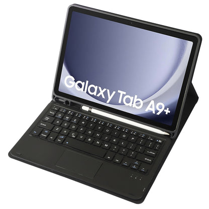 For Samsung Galaxy Tab A9+ X210/X215/X215 A09B-A Candy Color TPU Touch Bluetooth Keyboard Leather Tablet Case with Pen Holder(Black) - Samsung Keyboard by PMC Jewellery | Online Shopping South Africa | PMC Jewellery