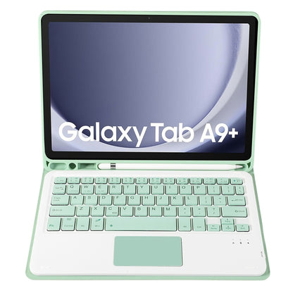 For Samsung Galaxy Tab A9+ X210/X215/X215 A09B-A Candy Color TPU Touch Bluetooth Keyboard Leather Tablet Case with Pen Holder(Light Green) - Samsung Keyboard by PMC Jewellery | Online Shopping South Africa | PMC Jewellery