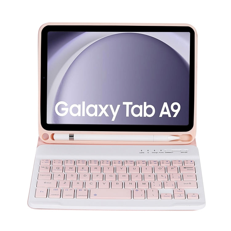 For Samsung Galaxy Tab A9 X110/X115 A221B Candy Color TPU Bluetooth Keyboard Leather Tablet Case with Pen Holder(Pink) - Samsung Keyboard by PMC Jewellery | Online Shopping South Africa | PMC Jewellery