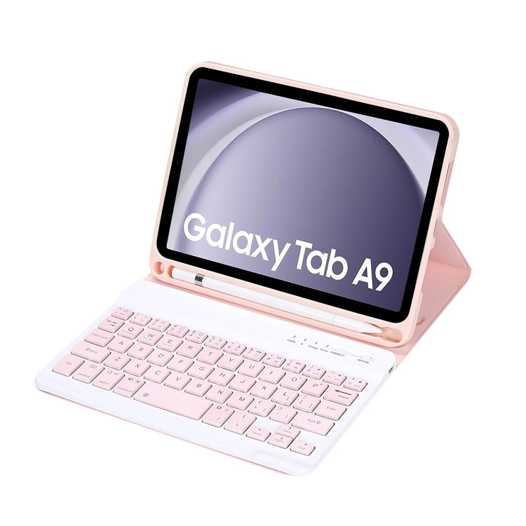 For Samsung Galaxy Tab A9 X110/X115 A221B Candy Color TPU Bluetooth Keyboard Leather Tablet Case with Pen Holder(Pink) - Samsung Keyboard by PMC Jewellery | Online Shopping South Africa | PMC Jewellery