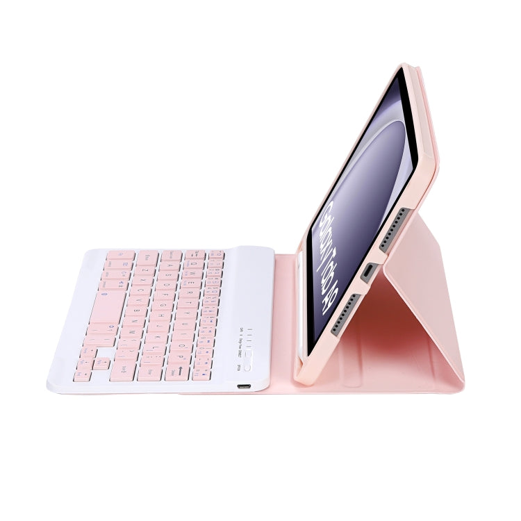 For Samsung Galaxy Tab A9 X110/X115 A221B Candy Color TPU Bluetooth Keyboard Leather Tablet Case with Pen Holder(Pink) - Samsung Keyboard by PMC Jewellery | Online Shopping South Africa | PMC Jewellery