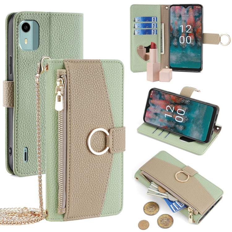 For Nokia C12 Crossbody Litchi Texture Leather Phone Case(Green) - Nokia Cases by PMC TechLife | Online Shopping South Africa | PMC TechLife | Buy Now Pay Later Mobicred