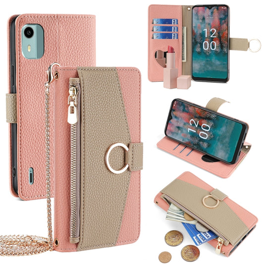 For Nokia C12 Crossbody Litchi Texture Leather Phone Case(Pink) - Nokia Cases by PMC Jewellery | Online Shopping South Africa | PMC Jewellery | Buy Now Pay Later Mobicred