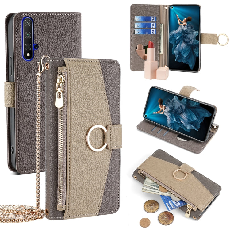 For Honor 20 Crossbody Litchi Texture Leather Phone Case(Grey) - Honor Cases by PMC TechLife | Online Shopping South Africa | PMC TechLife | Buy Now Pay Later Mobicred