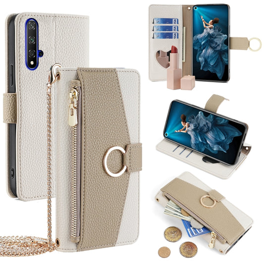 For Honor 20 Crossbody Litchi Texture Leather Phone Case(White) - Honor Cases by PMC Jewellery | Online Shopping South Africa | PMC Jewellery | Buy Now Pay Later Mobicred