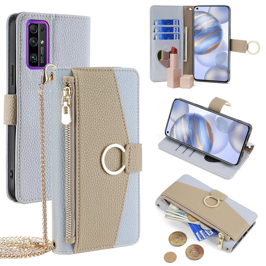 For Honor 30 Crossbody Litchi Texture Leather Phone Case(Blue) - Honor Cases by PMC Jewellery | Online Shopping South Africa | PMC Jewellery | Buy Now Pay Later Mobicred