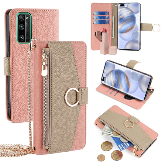 For Honor 30 Pro Crossbody Litchi Texture Leather Phone Case(Pink) - Honor Cases by PMC Jewellery | Online Shopping South Africa | PMC Jewellery | Buy Now Pay Later Mobicred