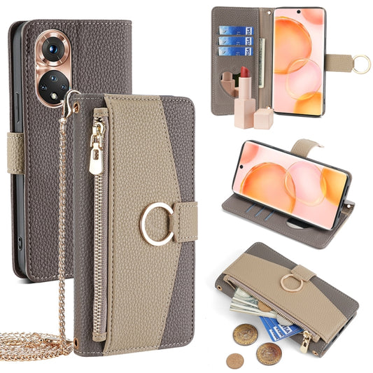 For Honor 50 Crossbody Litchi Texture Leather Phone Case(Grey) - Honor Cases by PMC Jewellery | Online Shopping South Africa | PMC Jewellery | Buy Now Pay Later Mobicred