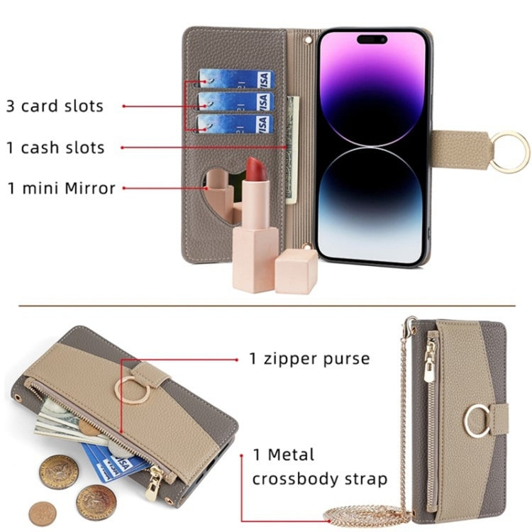 For Honor 70 Crossbody Litchi Texture Leather Phone Case(Grey) - Honor Cases by PMC TechLife | Online Shopping South Africa | PMC TechLife | Buy Now Pay Later Mobicred