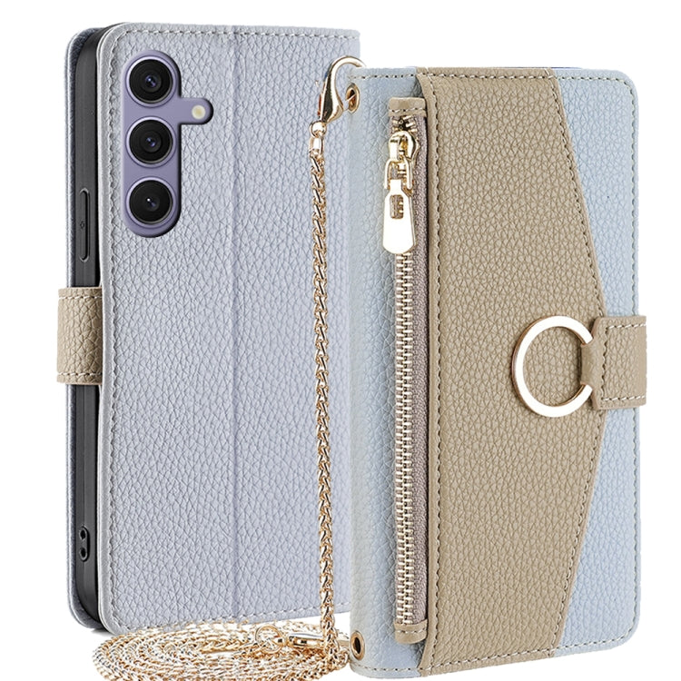 For Samsung Galaxy S24+ 5G Crossbody Litchi Texture Leather Phone Case(Blue) - Galaxy S24+ 5G Cases by PMC Jewellery | Online Shopping South Africa | PMC Jewellery | Buy Now Pay Later Mobicred