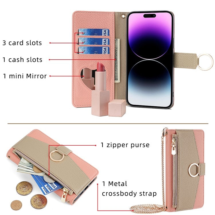 For Samsung Galaxy S24+ 5G Crossbody Litchi Texture Leather Phone Case(Pink) - Galaxy S24+ 5G Cases by PMC Jewellery | Online Shopping South Africa | PMC Jewellery | Buy Now Pay Later Mobicred