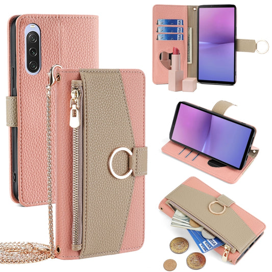 For Sony Xperia 10 V Crossbody Litchi Texture Leather Phone Case(Pink) - Sony Cases by PMC Jewellery | Online Shopping South Africa | PMC Jewellery | Buy Now Pay Later Mobicred