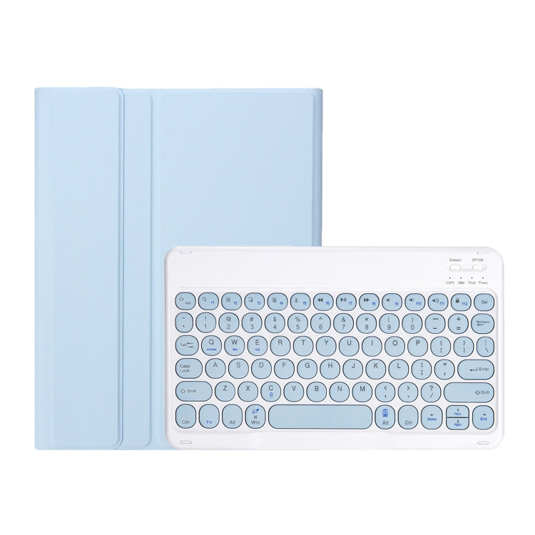 For Samsung Galaxy Tab A9+ X210/X215/X215 YA09B Candy Color TPU Round Keycap Bluetooth Keyboard Leather Case with Pen Slot(Ice Blue) - Samsung Keyboard by PMC Jewellery | Online Shopping South Africa | PMC Jewellery