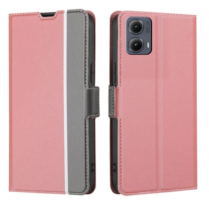 For Motorola Edge 5G 2024 Twill Texture Side Button Leather Phone Case(Pink) - Motorola Cases by PMC Jewellery | Online Shopping South Africa | PMC Jewellery | Buy Now Pay Later Mobicred