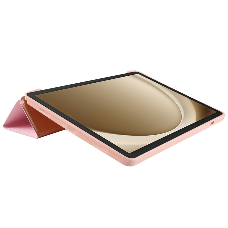 For Samsung Galaxy Tab A9+ Tri-fold Holder Flip Horizontal Flip TPU Leather Tablet Case(Rose Gold) - Galaxy Tab A9+ by PMC TechLife | Online Shopping South Africa | PMC TechLife
