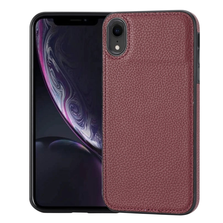 For iPhone XR Litchi Pattern Stitched Side-mounted Phone Case(Dark Red) - More iPhone Cases by PMC Jewellery | Online Shopping South Africa | PMC Jewellery