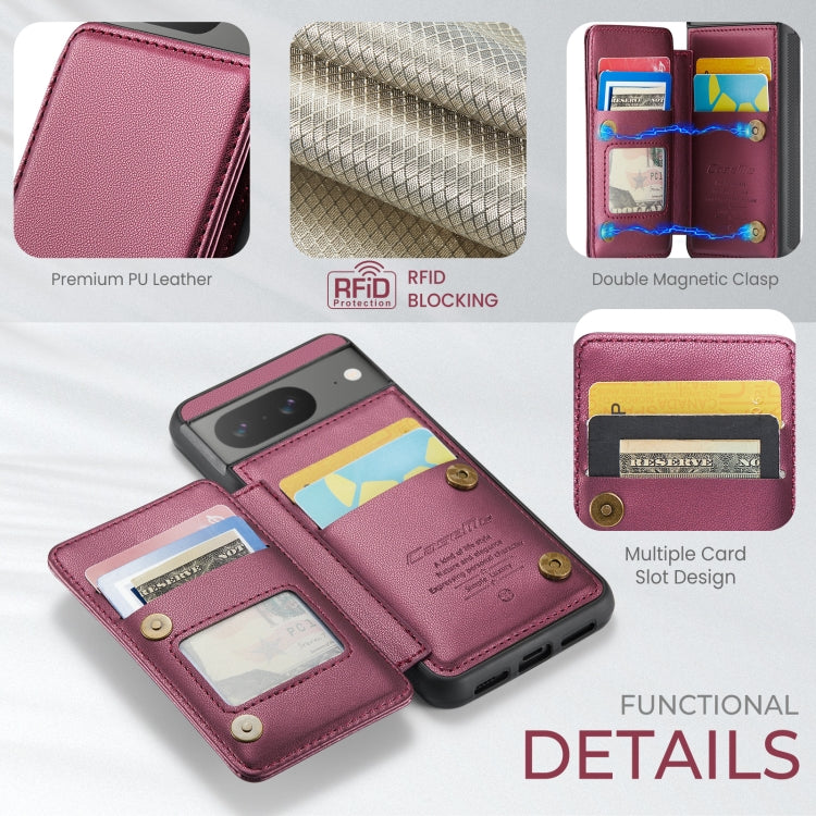 For Google Pixel 8 CaseMe C22 Card Slots Holder RFID Anti-theft Phone Case(Wine Red) - Google Cases by CaseMe | Online Shopping South Africa | PMC Jewellery | Buy Now Pay Later Mobicred