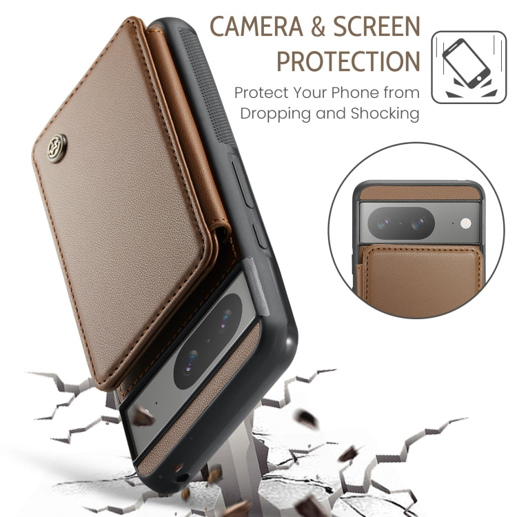 For Google Pixel 8 CaseMe C22 Card Slots Holder RFID Anti-theft Phone Case(Brown) - Google Cases by CaseMe | Online Shopping South Africa | PMC Jewellery | Buy Now Pay Later Mobicred