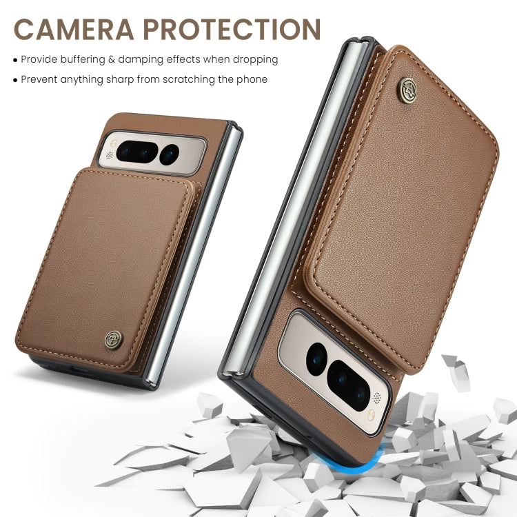 For Google Pixel Fold CaseMe C22 PC+TPU Business Style RFID Anti-theft Leather Phone Case(Brown) - Google Cases by CaseMe | Online Shopping South Africa | PMC Jewellery | Buy Now Pay Later Mobicred