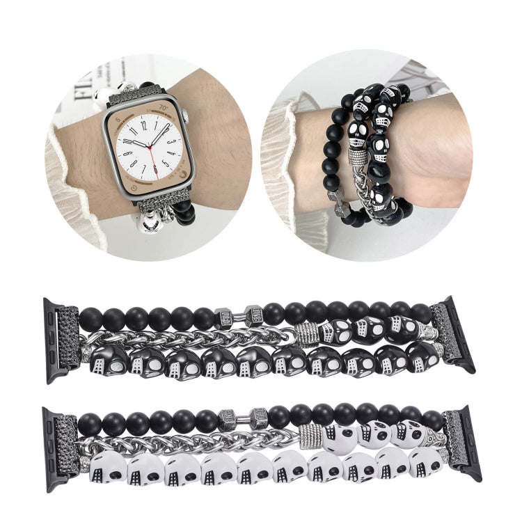 For Apple Watch Ultra 49mm Skull Beaded Watch Band(White) - Watch Bands by PMC Jewellery | Online Shopping South Africa | PMC Jewellery