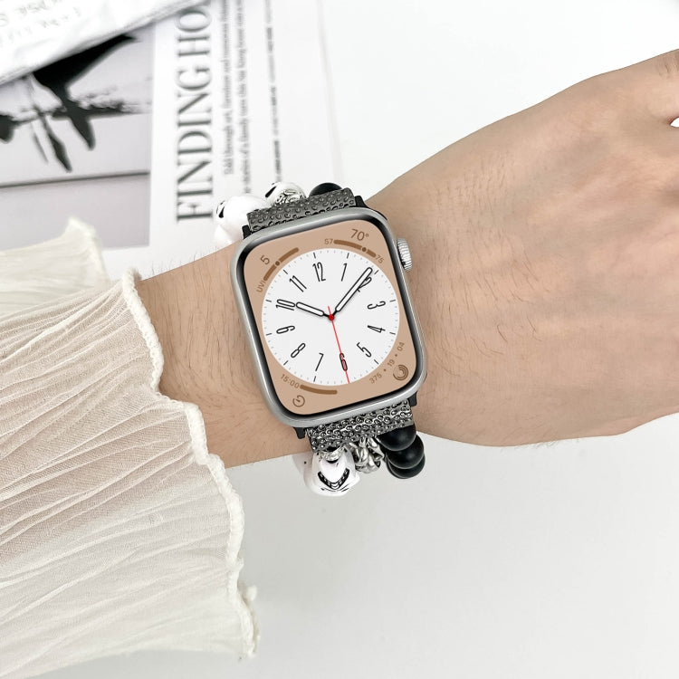 For Apple Watch SE 2022 40mm Skull Beaded Watch Band(White) - Watch Bands by PMC TechLife | Online Shopping South Africa | PMC TechLife