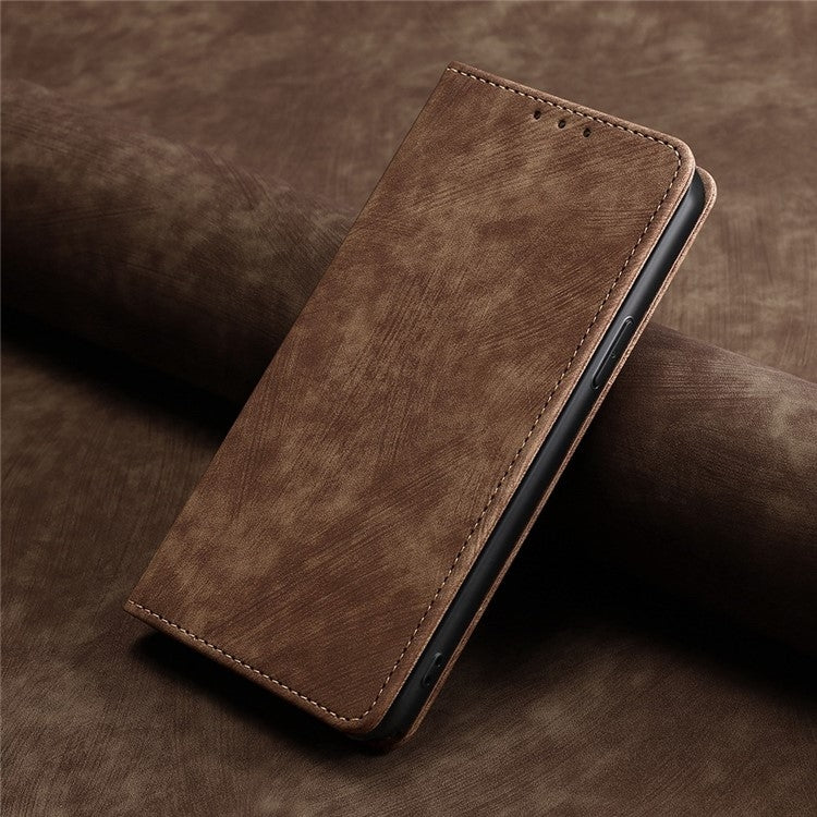 For Motorola Moto G Play 4G 2024 RFID Anti-theft Brush Magnetic Leather Phone Case(Brown) - Motorola Cases by PMC Jewellery | Online Shopping South Africa | PMC Jewellery | Buy Now Pay Later Mobicred