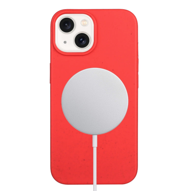 For iPhone 15 Plus Wheat MagSafe Magnetic Straw Material + TPU Phone Case(Red) - iPhone 15 Plus Cases by PMC Jewellery | Online Shopping South Africa | PMC Jewellery