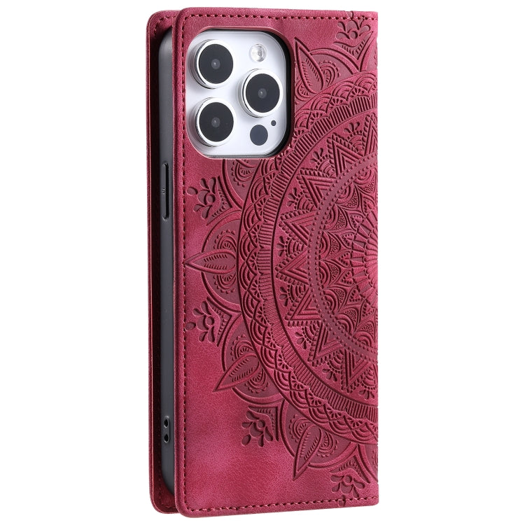 For iPhone 16 Pro Max Totem Embossed Magnetic Leather Phone Case(Red) - iPhone 16 Pro Max Cases by PMC Jewellery | Online Shopping South Africa | PMC Jewellery | Buy Now Pay Later Mobicred