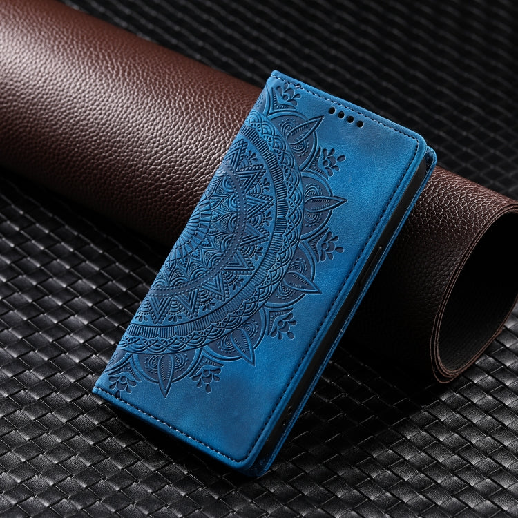 For iPhone 16 Pro Totem Embossed Magnetic Leather Phone Case(Blue) - iPhone 16 Pro Cases by PMC Jewellery | Online Shopping South Africa | PMC Jewellery | Buy Now Pay Later Mobicred