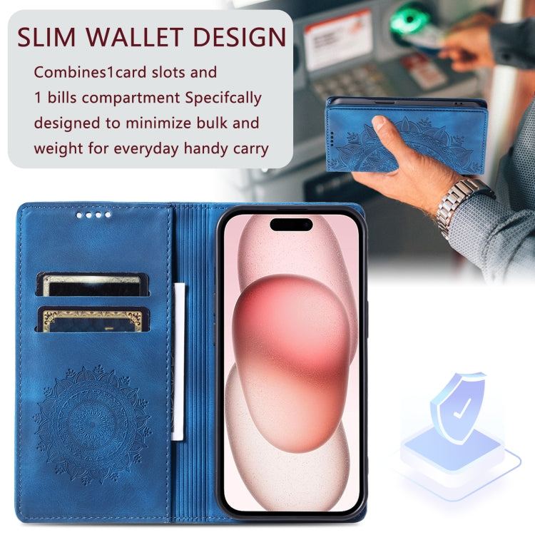 For iPhone 16 Pro Totem Embossed Magnetic Leather Phone Case(Blue) - iPhone 16 Pro Cases by PMC Jewellery | Online Shopping South Africa | PMC Jewellery | Buy Now Pay Later Mobicred