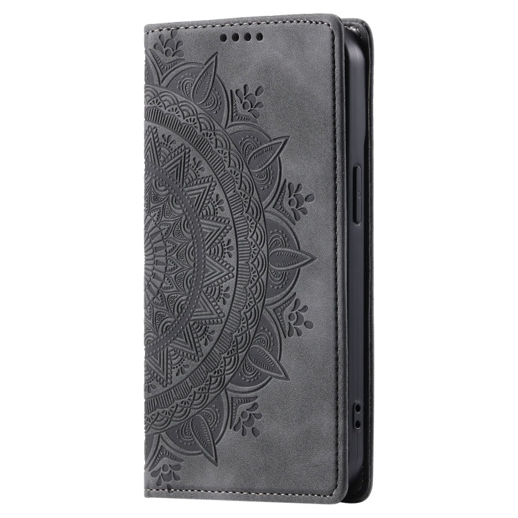 For iPhone 16 Pro Totem Embossed Magnetic Leather Phone Case(Grey) - iPhone 16 Pro Cases by PMC Jewellery | Online Shopping South Africa | PMC Jewellery | Buy Now Pay Later Mobicred