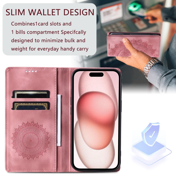 For iPhone 16 Pro Totem Embossed Magnetic Leather Phone Case(Rose Gold) - iPhone 16 Pro Cases by PMC Jewellery | Online Shopping South Africa | PMC Jewellery | Buy Now Pay Later Mobicred