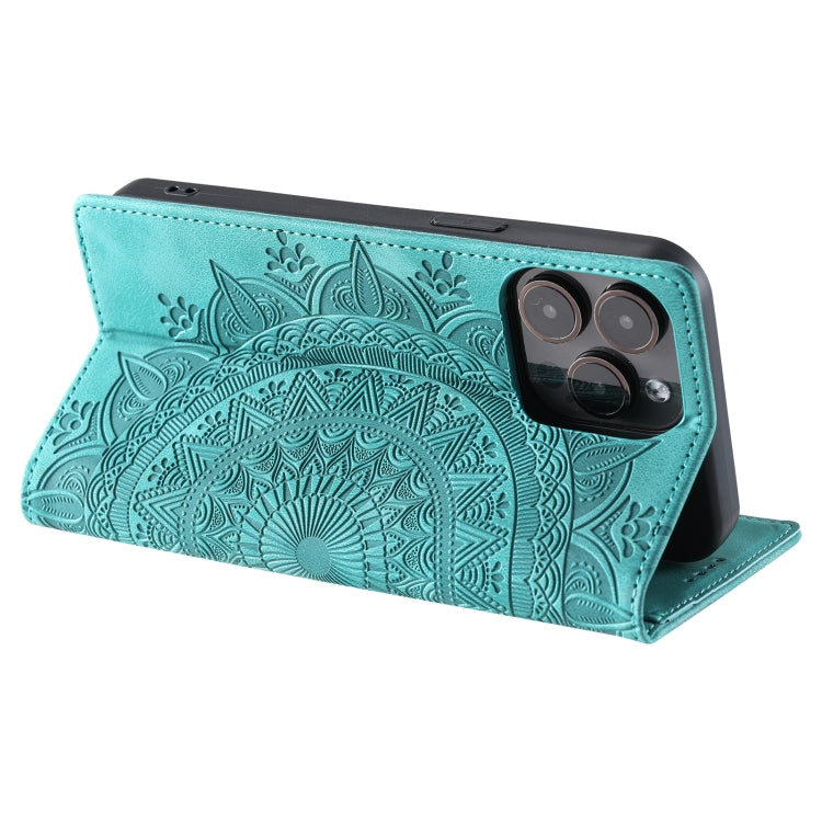 For iPhone 16 Pro Totem Embossed Magnetic Leather Phone Case(Green) - iPhone 16 Pro Cases by PMC Jewellery | Online Shopping South Africa | PMC Jewellery | Buy Now Pay Later Mobicred