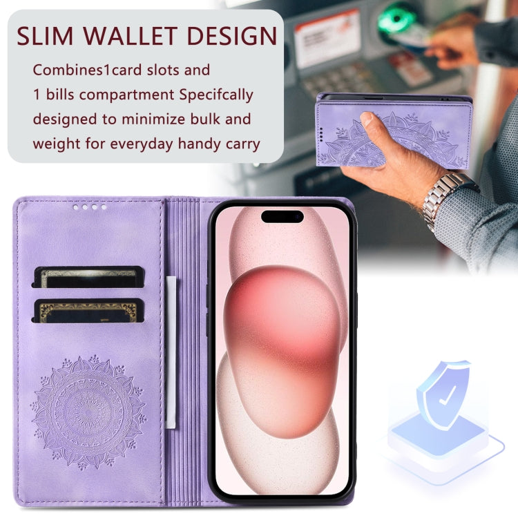 For iPhone 16 Pro Totem Embossed Magnetic Leather Phone Case(Purple) - iPhone 16 Pro Cases by PMC Jewellery | Online Shopping South Africa | PMC Jewellery | Buy Now Pay Later Mobicred